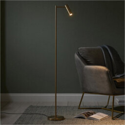 Loops 1250mm Floor Lamp - Warm Brass Modern Sofa Reading - Standing Led Light Base & Shade - thumbnail 3