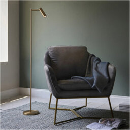 Loops 1250mm Floor Lamp - Warm Brass Modern Sofa Reading - Standing Led Light Base & Shade - thumbnail 4