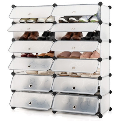 Costway 24 Pairs Portable Shoe Shelves 12-Cube Shoe Storage Cabinet With Removable Shelf - image 1