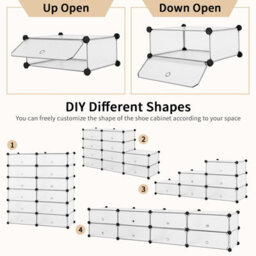 Costway 24 Pairs Portable Shoe Shelves 12-Cube Shoe Storage Cabinet With Removable Shelf - thumbnail 7