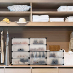 Costway 24 Pairs Portable Shoe Shelves 12-Cube Shoe Storage Cabinet With Removable Shelf - thumbnail 5