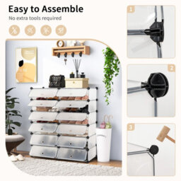 Costway 24 Pairs Portable Shoe Shelves 12-Cube Shoe Storage Cabinet With Removable Shelf - thumbnail 8