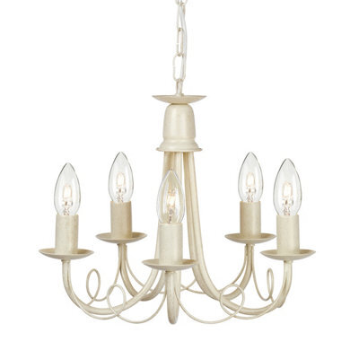 Luminosa Lighting Elstead Minster 5 Light Chandelier Ivory, Gold Finish, E14 - image 1