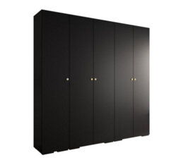 Arte Sleek Inova Ii Hinged Door Wardrobe H2370mm W2500mm D470mm - Modern Black Finish With Gold Round Metal Handles - thumbnail 1