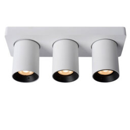 Lucide Nigel Modern Ceiling Spotlight - Led Dim To Warm - Gu10 - 3X5W 2200K/3000K - White - thumbnail 1