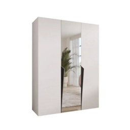 Arte Piano Ii Hinged Door Wardrobe 150Cm - White Mirrored Wardrobe With Rails And Shelves - thumbnail 2