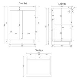 Royal Bathrooms Orion 600mm Mint Sage Floor Standing Vanity Unit 2 Door With Plain White Undrilled Worktop & Brushed Brass Accent Trim - thumbnail 7