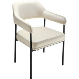Tectake Set Of 6 Armchair Doé - Durable Fabric, Black Powder-Coated Legs, 120 Kg Load, 58 X 62 X 85 Cm  - Woven Fabric Off-White/black - thumbnail 9