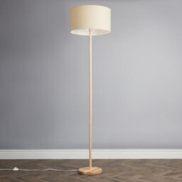 Valuelights Heather Modern Scandi Floor Lamp In Light Wooden Finish With Beige Drum Shade - Includes 6W Led Gls Bulb 3000K - thumbnail 2