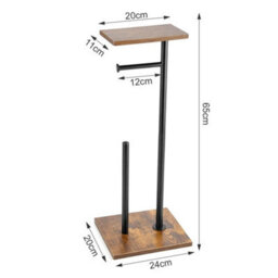 Freestanding Square Stainless Steel Tissue Holder Wooden Tray - thumbnail 2