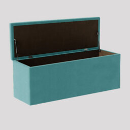 90Cm Luna Chesterfield Ottoman Storage Box - Teal Plush Velvet Upholstered Blanket Box - thumbnail 2