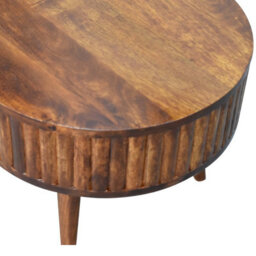 Artisan Furniture Solid Wood Stripe Chestnut Coffee Table, 2-Drawers, Nordic Legs, Dark Brown - thumbnail 6