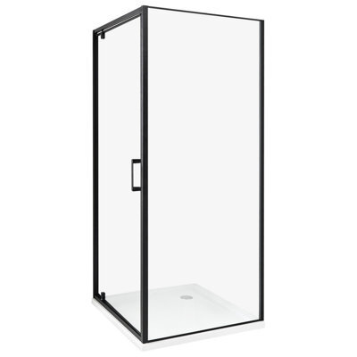Beliani Tempered Glass Shower Enclosure 800 X 800 X 1850 mm Black Darli - image 1