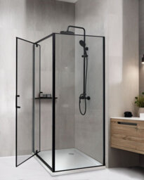 Beliani Tempered Glass Shower Enclosure 800 X 800 X 1850 mm Black Darli - thumbnail 2