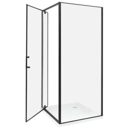 Beliani Tempered Glass Shower Enclosure 800 X 800 X 1850 mm Black Darli - thumbnail 4