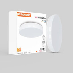 Paul Russells Led Round Panel Modern Ceiling Lights, 12W 1200 Lumens, Ip44, 6500K Day Light, Pack Of 1 - thumbnail 1
