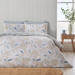 Catherine Lansfield Inga Leaf Reversible Single Duvet Cover Set With Pillowcase Natural - thumbnail 1