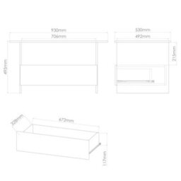 Trent Bottom Drawer Coffee Table In Dusk Grey & White Matt (Ready Assembled) - thumbnail 6