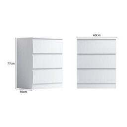 Fwstyle Stora White 3 Drawer Chest (H) 77Cm (W) 60Cm (D) 40Cm - Extra Deep 14Cm Drawers - thumbnail 9