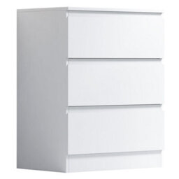 Fwstyle Stora White 3 Drawer Chest (H) 77Cm (W) 60Cm (D) 40Cm - Extra Deep 14Cm Drawers - thumbnail 8