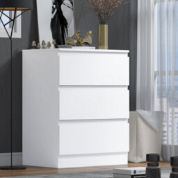Fwstyle Stora White 3 Drawer Chest (H) 77Cm (W) 60Cm (D) 40Cm - Extra Deep 14Cm Drawers - thumbnail 1