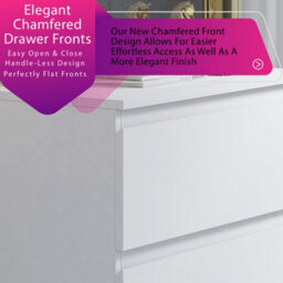 Fwstyle Stora White 3 Drawer Chest (H) 77Cm (W) 60Cm (D) 40Cm - Extra Deep 14Cm Drawers - thumbnail 4