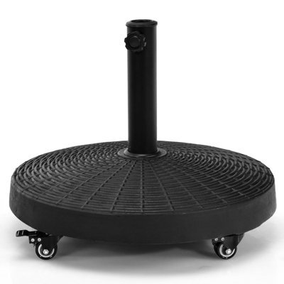 Costway 24Kg Round Resin Umbrella Base Rattan Designed Outdoor Umbrella Stand - image 1