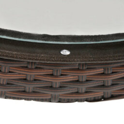 Outsunny Folding Round Tempered Glass Metal Table With Brown Rattan Edging - thumbnail 9