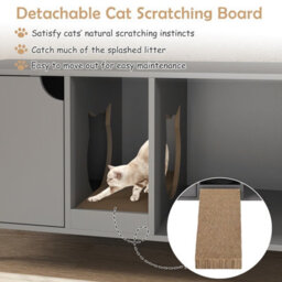 Costway Cat Litter Box Enclosure Large Hidden Cat Washroom W/ Storage-Grey - thumbnail 7