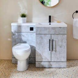 Homestylestore1105mm Concrete Grey Right Hand Bathroom Combination Vanity Toilet Unit With Black T Bar Handles - thumbnail 2