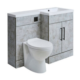 Homestylestore1105mm Concrete Grey Right Hand Bathroom Combination Vanity Toilet Unit With Black T Bar Handles - thumbnail 1