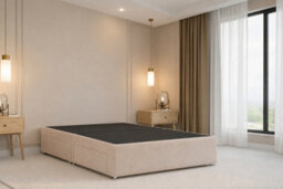 "Nexus Tuscany Pebble Plush Divan Bed Base No Drawers With 26"" Strutted Headboard 4' Small Double" - thumbnail 3
