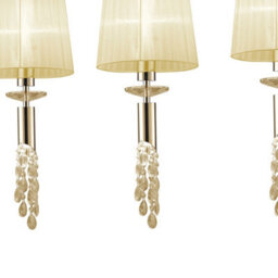 Luminosa Lighting Luminosa Tiffany Linear Pendant 3+3 Light E27+G9 Line, French Gold With Cream Shades & Clear Crystal - thumbnail 5
