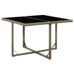 Walplus Garden Table Grey 109X107X74 Cm Poly Rattan And Glass - thumbnail 1