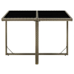 Walplus Garden Table Grey 109X107X74 Cm Poly Rattan And Glass - thumbnail 2