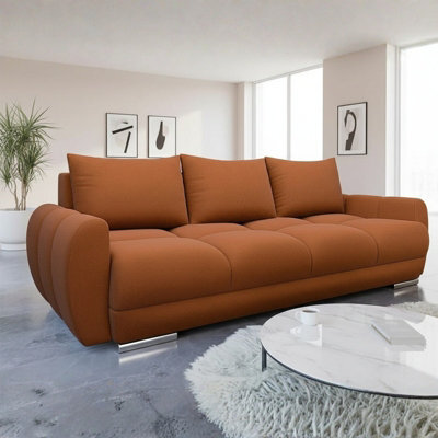 Three Seater Sofa Bed With Storage Logo 3 Orange - image 1