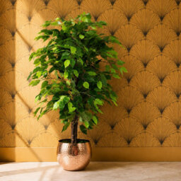 Leaf 90Cm Artificial Ficus Tree -Copper Planter Premium