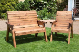Charles Taylor Trading Three Seat Companion Set Angled - L90 X W230 X H98 Cm - Redwood - Minimal Assembly Required - thumbnail 1