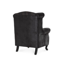 Faux Leather Suede Effect Britannia Wing Back Chair With Union Jack Flag Black - thumbnail 5