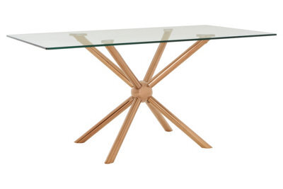 Orsina Distinctive Rectangular Rose Gold Dining Table, Contemporary Kitchen Table For Breakfast, Lunch, Dinner - image 1