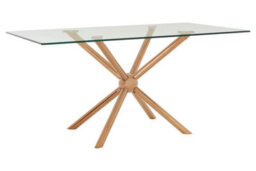 Orsina Distinctive Rectangular Rose Gold Dining Table, Contemporary Kitchen Table For Breakfast, Lunch, Dinner