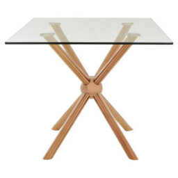 Orsina Distinctive Rectangular Rose Gold Dining Table, Contemporary Kitchen Table For Breakfast, Lunch, Dinner - thumbnail 3