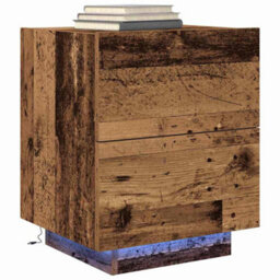 Berkfield Classic Bedside Cabinets With Led Lights 2 Pcs Old Wood 45X40X55 Cm - thumbnail 3