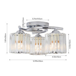 Living And Home 3 Light Ceiling Light With Glass Shade,silver - thumbnail 9