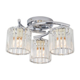 Living And Home 3 Light Ceiling Light With Glass Shade,silver - thumbnail 3