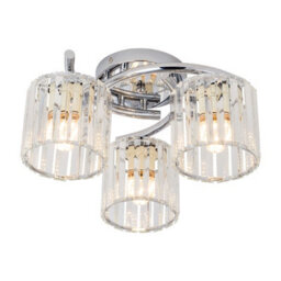 Living And Home 3 Light Ceiling Light With Glass Shade,silver - thumbnail 1
