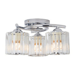 Living And Home 3 Light Ceiling Light With Glass Shade,silver - thumbnail 2