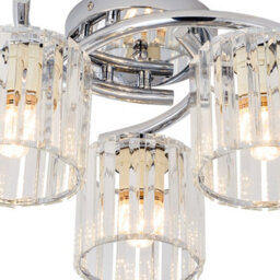 Living And Home 3 Light Ceiling Light With Glass Shade,silver - thumbnail 5