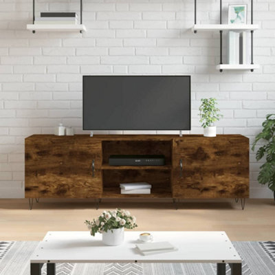 Berkfield Tv Cabinet Smoked Oak 150X30X50 Cm Engineered Wood - image 1