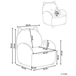 Wyld And Coco Cat-Shaped Kids Armchair, Off-White Bouclé Upholstery, Low Seat For Toddlers - thumbnail 5